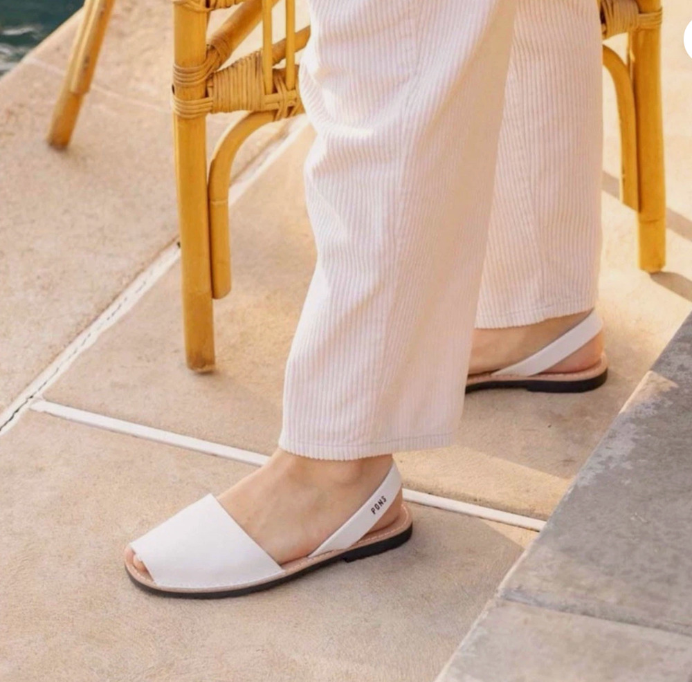 Avarca Pons Menorca Handmade in Spain leather Slingback open toe in White Size 7